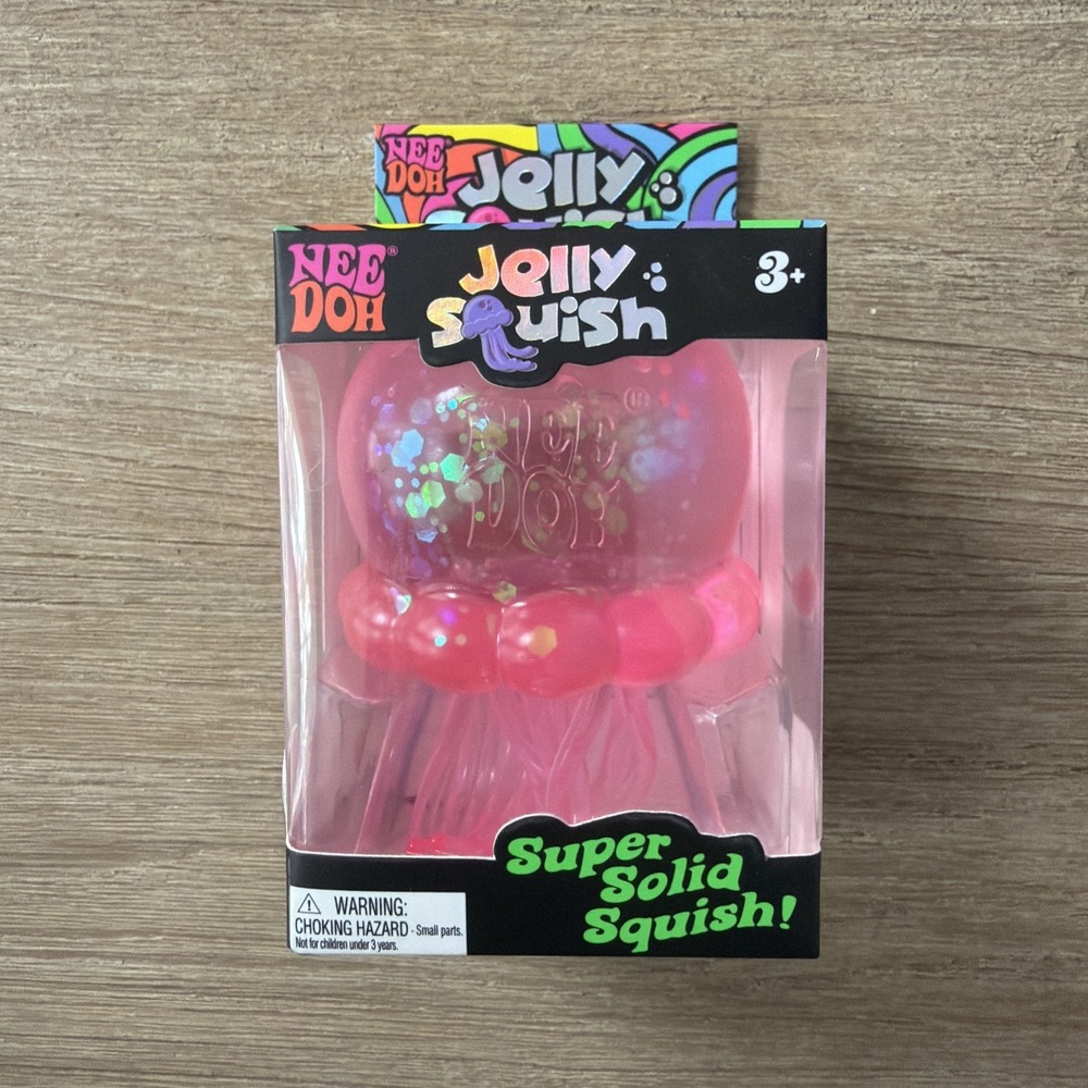 Authentic Nee Doh Jelly Squish Super Solid Jellyfish Squeeze Toy Pink
